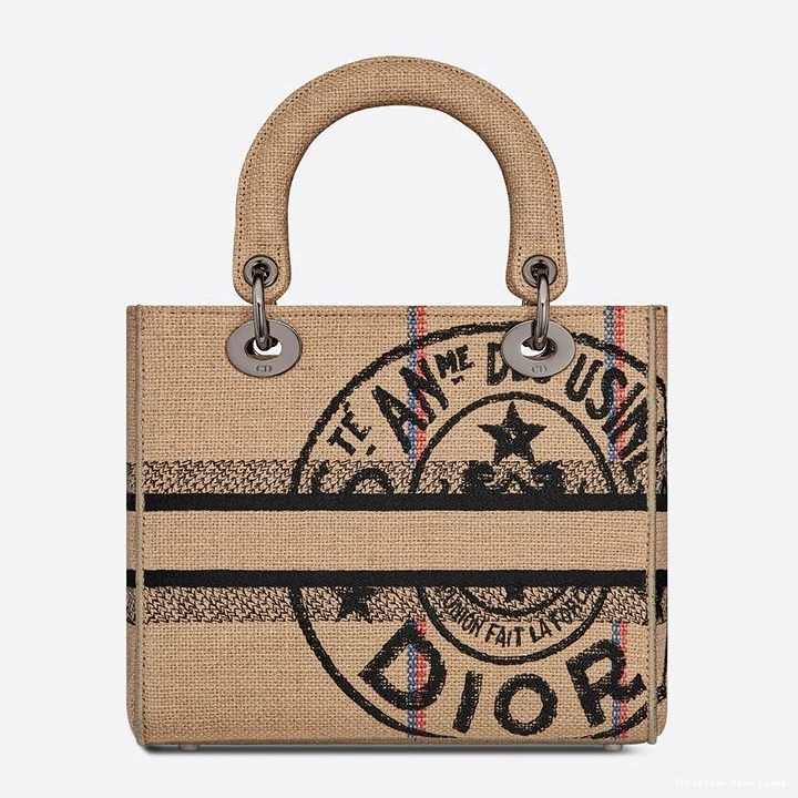 Cheap Bag Beige D-lite Motif Jute Lady Medium Canvas 0707 Luxury